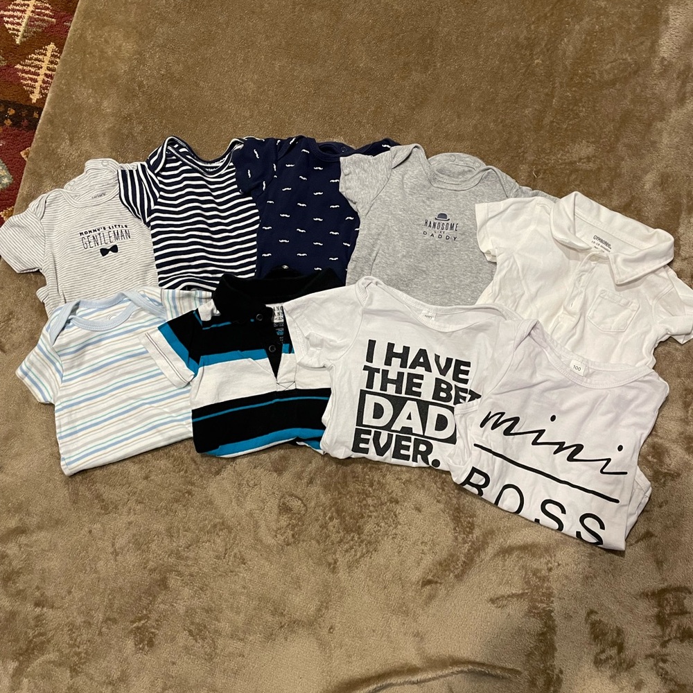 Bundle Lot Of 9 12 Month Bodysuits Carter's Wrangler, Gymboree